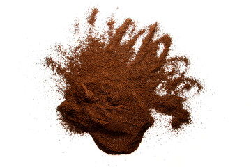 Ground coffee texture on white background