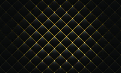 Fototapeta premium Luxury black background with golden chains and beads. Vector illustration. Upholstery background.