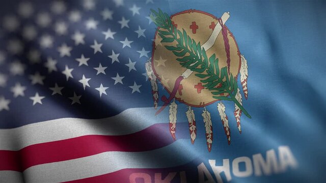 Oklahoma State USA Mixed Flag Close Up HD