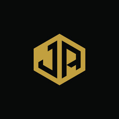 Initial letter JA hexagon logo design vector