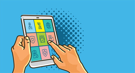 Health Care and Technology during the Covid-19 Coronavirus pandemic. Online Health care. Working From Home.