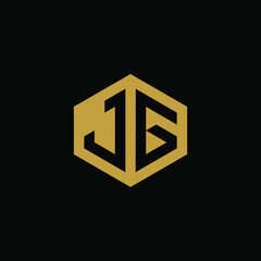 Initial letter JG hexagon logo design vector