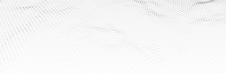 White Gray background. 3d dotted surface. Futuristic landscape. Technology presentation backdrop. Vector illustration