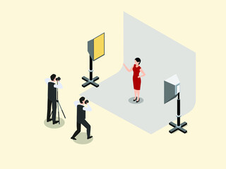 Photoshoot studio isometric 3d vector concept for banner, website, illustration, landing page, flyer, etc.