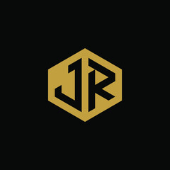 Initial letter JR hexagon logo design vector