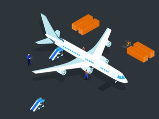 Air delivery isometric 3d vector concept for banner, website, illustration, landing page, flyer, etc.