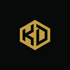 Initial letter KD hexagon logo design vector