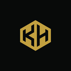 Initial letter KH hexagon logo design vector