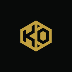 Initial letter KO hexagon logo design vector