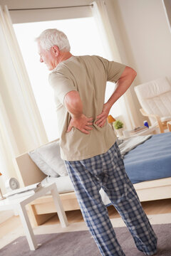 Senior man having backpain