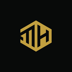 Initial letter MH hexagon logo design vector