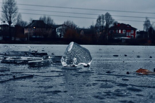 Ice Crystals On A Frozen Lake