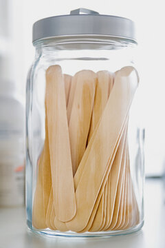 Jar with tongue depressors