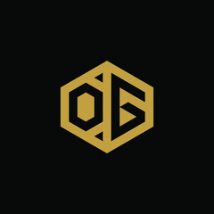 Initial letter OG hexagon logo design vector