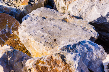 close up detail of rocks under bright sunlight