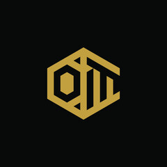 Initial letter OM hexagon logo design vector