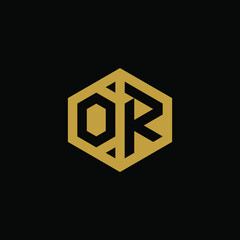 Initial letter OR hexagon logo design vector