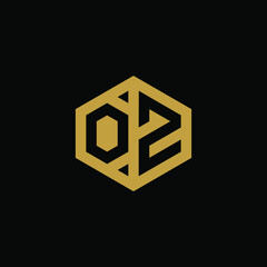 Initial letter OZ hexagon logo design vector