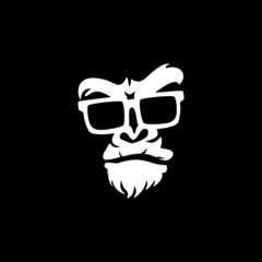 geek gorilla head vector logo illustration - obrazy, fototapety, plakaty