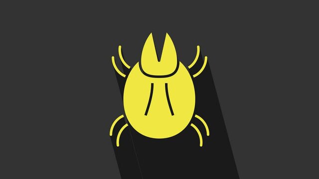 Yellow Parasite mite icon isolated on grey background. 4K Video motion graphic animation