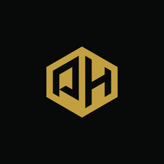 Initial letter PH hexagon logo design vector