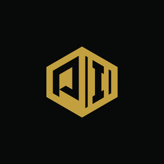 Initial letter PI hexagon logo design vector