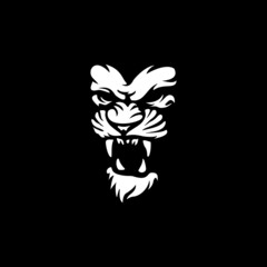 Wild Angry Lion Head Logo Vector Template Illustration Design Mascot Animal