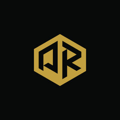 Initial letter PR hexagon logo design vector