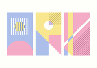 vector pastel colors geometric on white background collection for brochure banner and publication