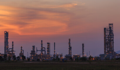 Pipeline of heavy factory of petrochemical with beautiful sky.