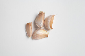 Garlic from above on white