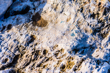 close up detail of rock surfaces in outdoors under natural sunlight 