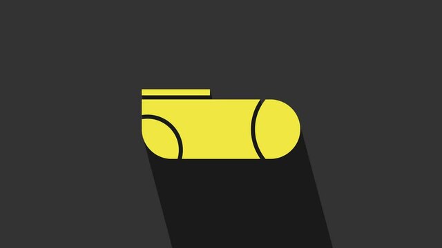 Yellow Sport socks icon isolated on grey background. 4K Video motion graphic animation