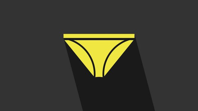 Yellow Men underpants icon isolated on grey background. Man underwear. 4K Video motion graphic animation