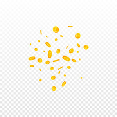 Korean won coins falling. Sightly scattered WON co