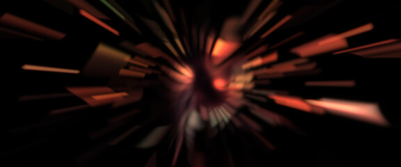 Light particle trails. Light explosion star with glowing particles and lines. Beautiful moving abstract rays background.