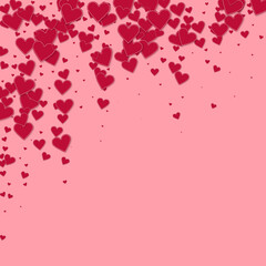 Red heart love confettis. Valentine's day falling