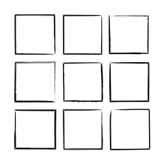 Set hand drawn brush rectangle frame. Vector stock illustration