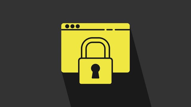 Yellow Secure your site with HTTPS, SSL icon isolated on grey background. Internet communication protocol. 4K Video motion graphic animation