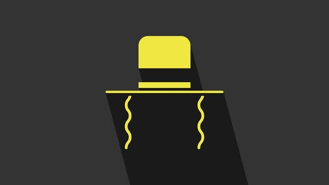 Yellow Orthodox jewish hat with sidelocks icon isolated on grey background. Jewish men in the traditional clothing. Judaism symbols. 4K Video motion graphic animation
