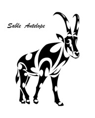 Line art vector of sable antelope is walking. Suitable for use as decoration or logo.