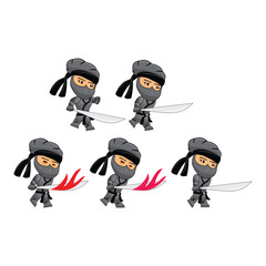 Black Ninja Attack Game Sprites Template Illustration