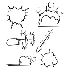 hand drawn doodle explosion and electric effect isolated