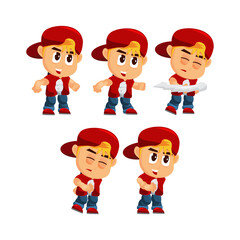 Obraz na płótnie Canvas Boy Character with Hat Throw Game Kits adventure design Sprite