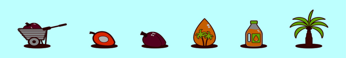 set of palm oil cartoon icon design template with various models. vector illustration isolated on blue background