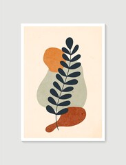 Contemporary art posters in pastel colors. Botanical wall art vector. Minimal and natural wall art. Abstract Plant Art design for print, wallpaper, cover. Modern vector illustration.