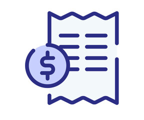 tax invoice bill single isolated icon with dashed line style