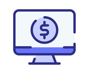 computer monetize screen single isolated icon with dashed line style