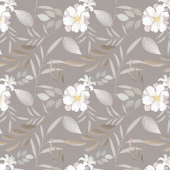  Beautiful seamless pattern beautiful flower and leaves Premium Vector