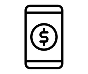 digital money cost single isolated icon with outline style